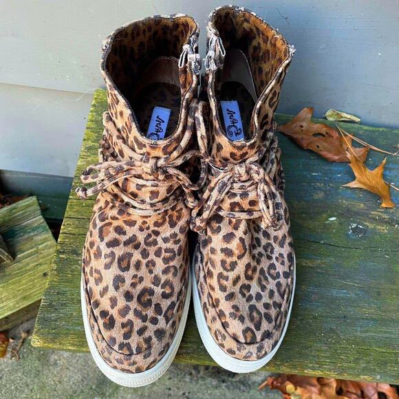 VERY G Ursula Size 9 Womens Ankle Booties Sneaker Shoes Faux Suede Leopard Print - Picture 6 of 9